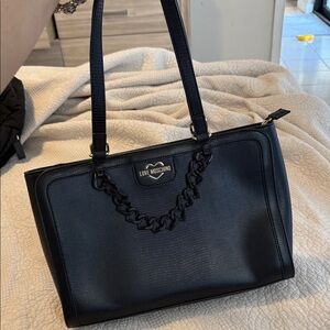 Love Moschino Black Tote with Chain Detail